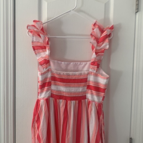 J.CREW NWOT Striped Squareneck Midi Dress Guava Spring Blossom - Size‎ 8 ruffles - Picture 10 of 16
